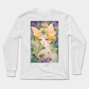 Cute Fairy in the Floral Garden Long Sleeve T-Shirt